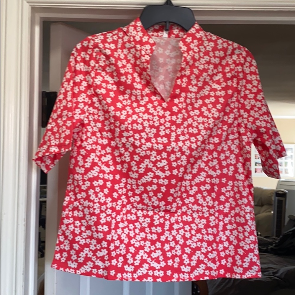 Women’s top - red and white flowers